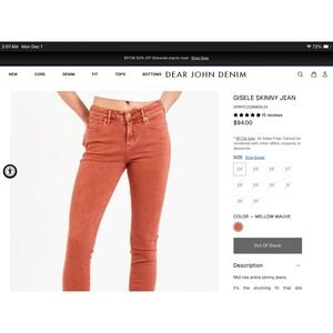 Dear John Jeanne Flare Jeans Mellow Mauve Corduroy High Rise Size 29